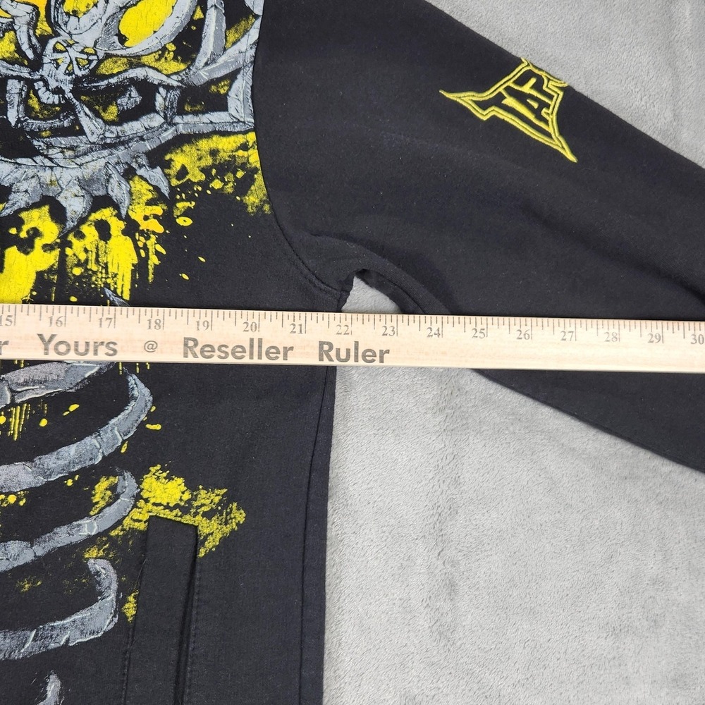 Tapout Hoodie Sweatshirt Mens Medium Black Full Zip Skull Y2K Vintage Ribcage - Picture 10 of 13